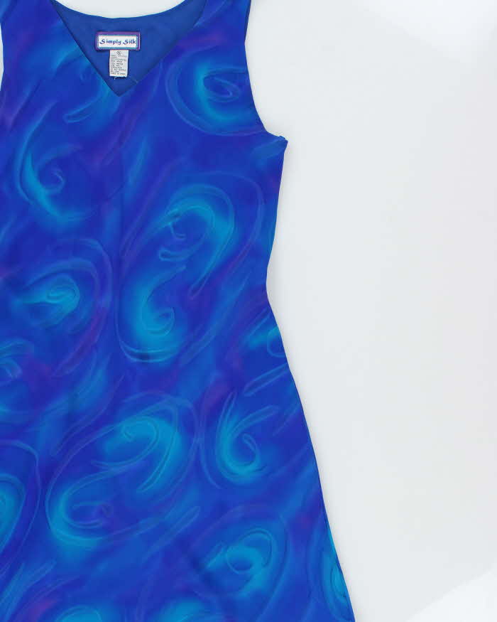 Vintage 1990s Simply Silk V Neck Floaty Silk Dress - L