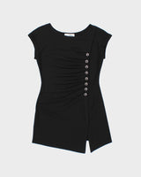 Vintage 1990s Joseph Ribkoff Ruched Slinky Mini Dress - S
