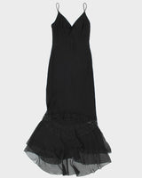 Vintage 1990s JSC Lace Panel Sheer Tiered Maxi Dress - M