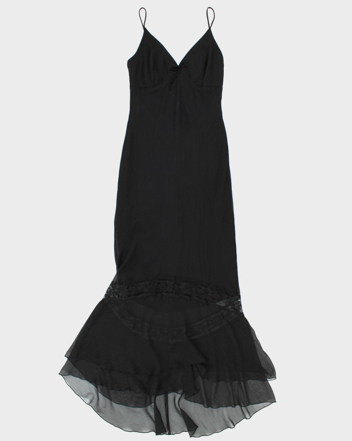 Vintage 1990s JSC Lace Panel Sheer Tiered Maxi Dress - M