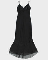 Vintage 1990s JSC Lace Panel Sheer Tiered Maxi Dress - M