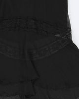 Vintage 1990s JSC Lace Panel Sheer Tiered Maxi Dress - M
