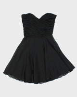 Vintage 1990s A.J Bari Silk Gathered  Bodice Strapless Dress - S