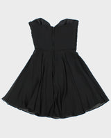 Vintage 1990s A.J Bari Silk Gathered  Bodice Strapless Dress - S