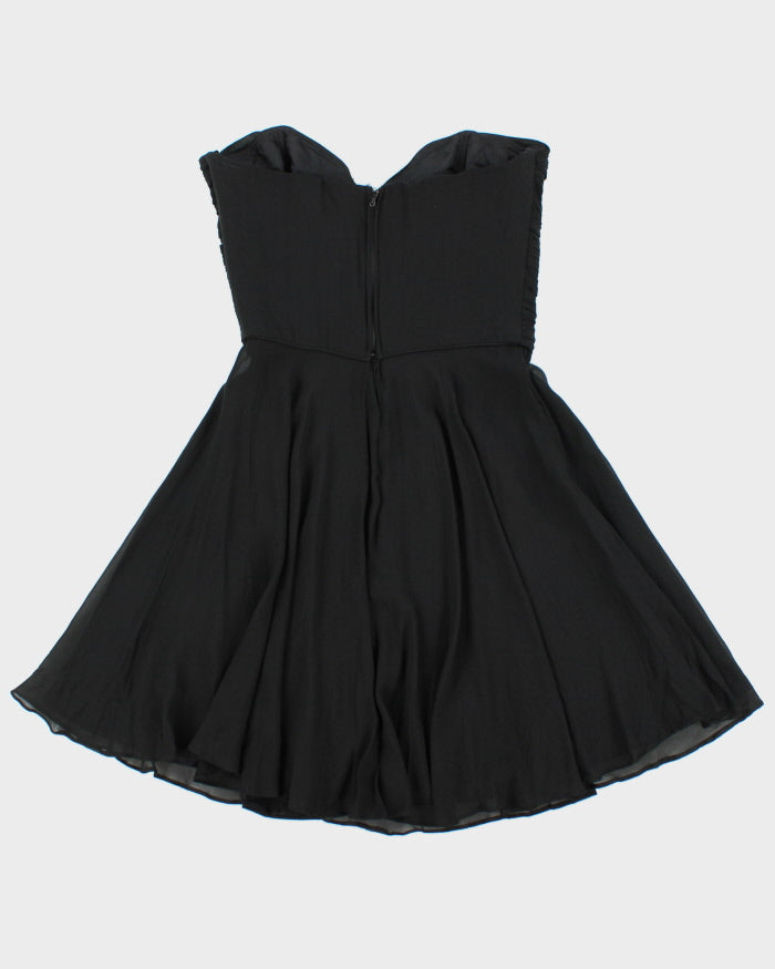 Vintage 1990s A.J Bari Silk Gathered  Bodice Strapless Dress - S