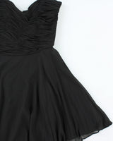 Vintage 1990s A.J Bari Silk Gathered  Bodice Strapless Dress - S