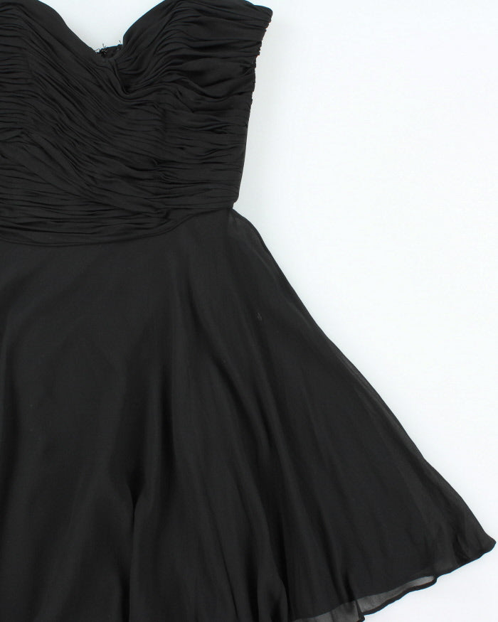 Vintage 1990s A.J Bari Silk Gathered  Bodice Strapless Dress - S