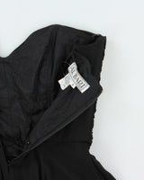 Vintage 1990s A.J Bari Silk Gathered  Bodice Strapless Dress - S