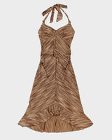 Vintage Y2k 2000s Le Chateau Knit Halter Fishtail Hem Dress - S