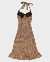 Vintage Y2k 2000s Le Chateau Knit Halter Fishtail Hem Dress - S