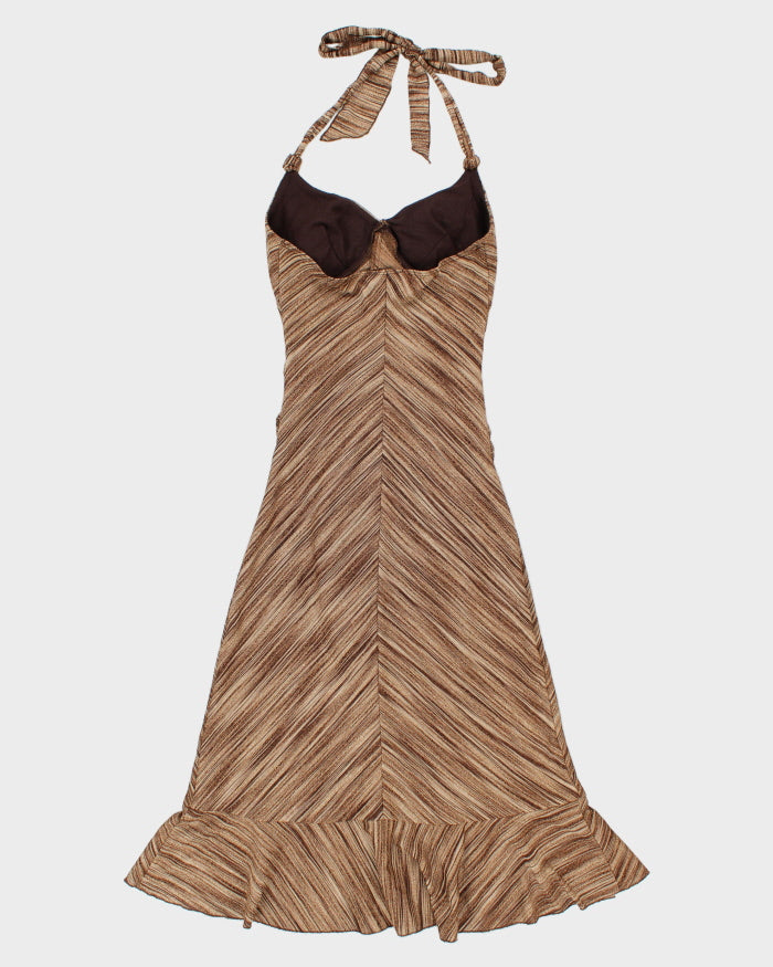 Vintage Y2k 2000s Le Chateau Knit Halter Fishtail Hem Dress - S