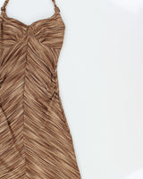 Vintage Y2k 2000s Le Chateau Knit Halter Fishtail Hem Dress - S