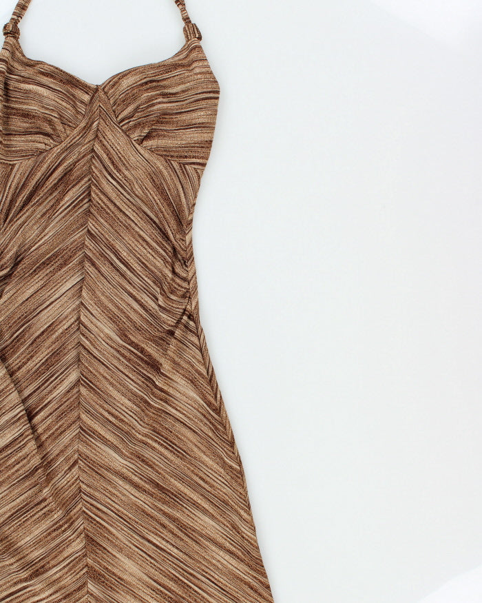 Vintage Y2k 2000s Le Chateau Knit Halter Fishtail Hem Dress - S