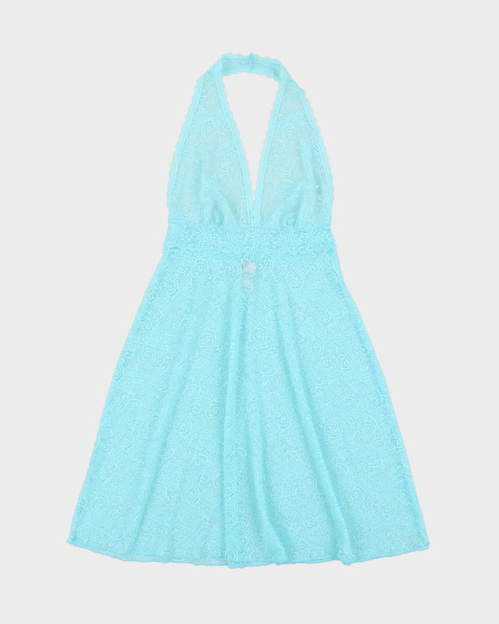 Vintage Y2k 2000s La Vie En Rose Lace Halter Neck Dress - S