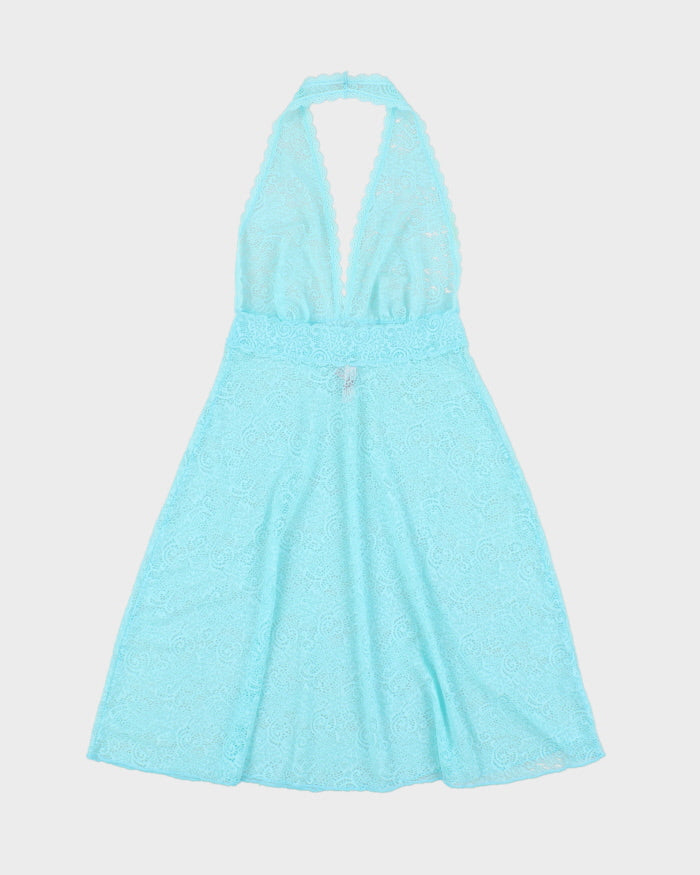 Vintage Y2k 2000s La Vie En Rose Lace Halter Neck Dress - S