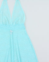 Vintage Y2k 2000s La Vie En Rose Lace Halter Neck Dress - S