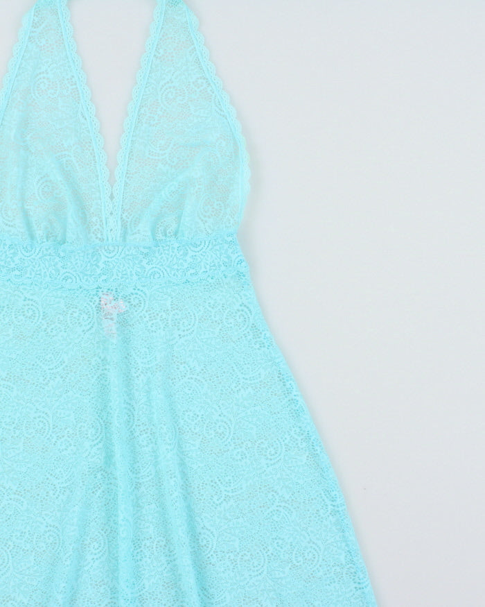 Vintage Y2k 2000s La Vie En Rose Lace Halter Neck Dress - S