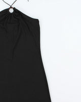 Vintage 1990s M Collection O Ring Halter Neck Mini Dress - S