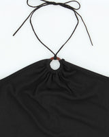 Vintage 1990s M Collection O Ring Halter Neck Mini Dress - S
