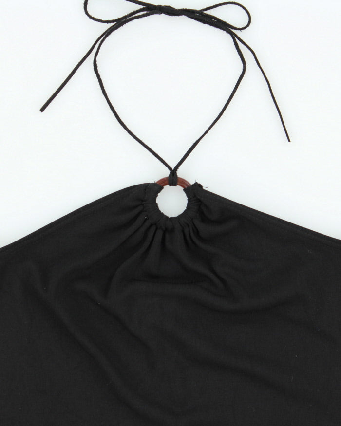 Vintage 1990s M Collection O Ring Halter Neck Mini Dress - S