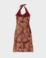 Vintage 2000s Candies Paisley Pattern Halter Neck Lined Mesh Dress - S