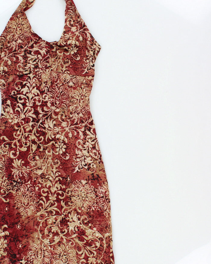 Vintage 2000s Candies Paisley Pattern Halter Neck Lined Mesh Dress - S