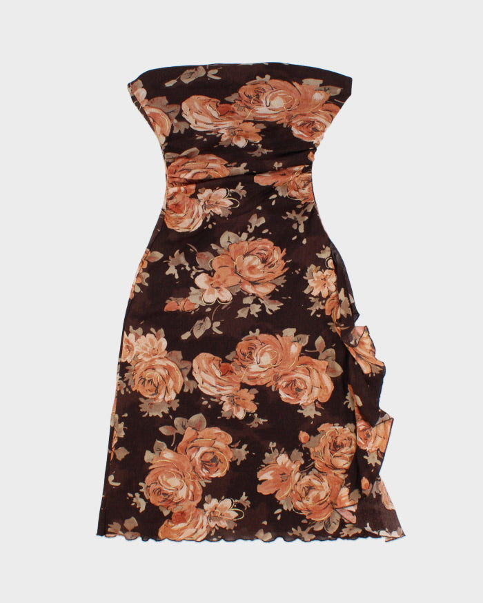 Vintage Y2k 2000s Le Chateau Mesh Lined Floral Strapless Dress - M