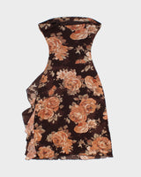 Vintage Y2k 2000s Le Chateau Mesh Lined Floral Strapless Dress - M