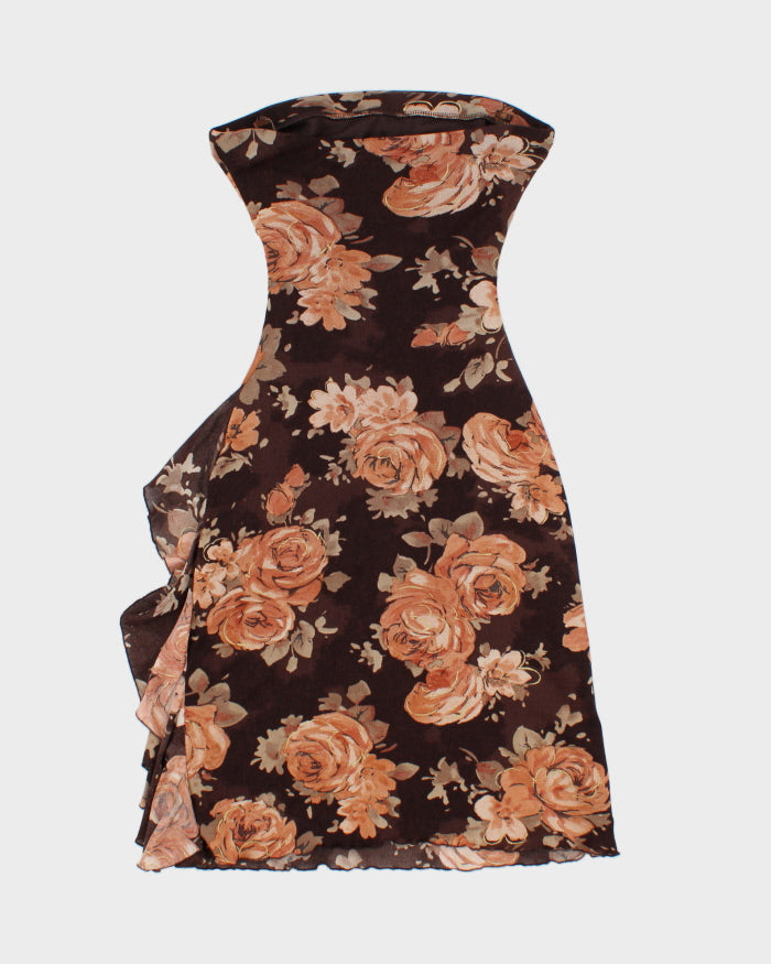 Vintage Y2k 2000s Le Chateau Mesh Lined Floral Strapless Dress - M