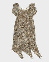 Vintage 1990s Cartise Leopard Print Asymmetric Cut Hem Dress - L