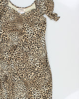 Vintage 1990s Cartise Leopard Print Asymmetric Cut Hem Dress - L