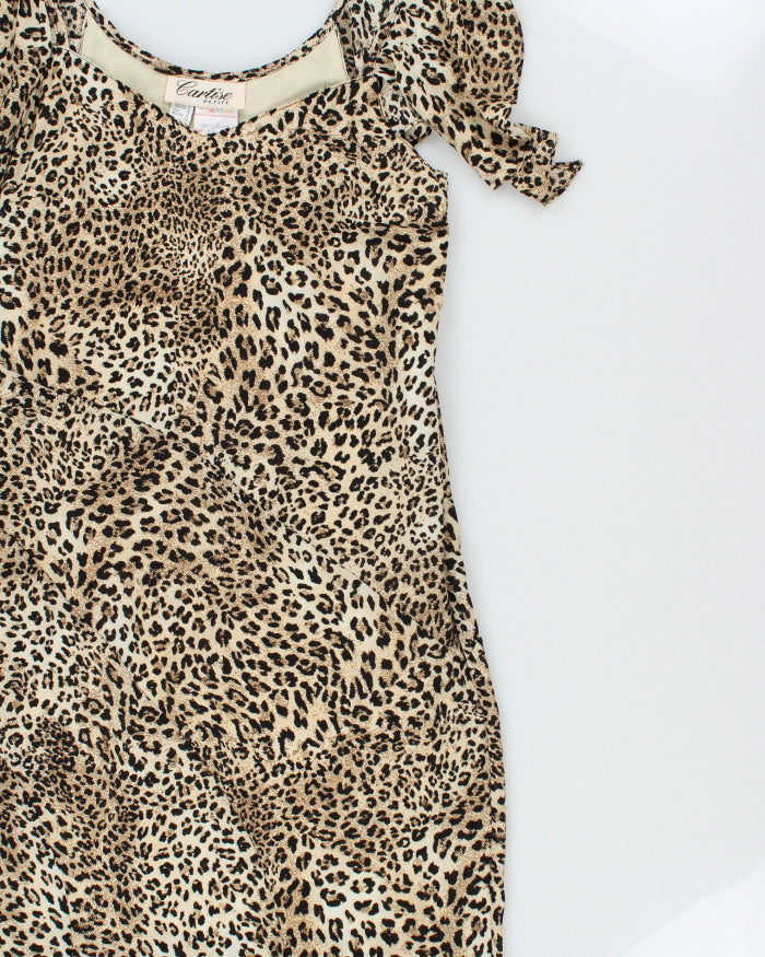 Vintage 1990s Cartise Leopard Print Asymmetric Cut Hem Dress - L