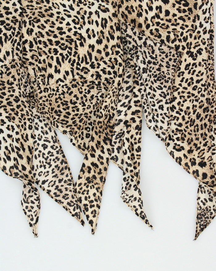 Vintage 1990s Cartise Leopard Print Asymmetric Cut Hem Dress - L