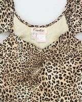 Vintage 1990s Cartise Leopard Print Asymmetric Cut Hem Dress - L