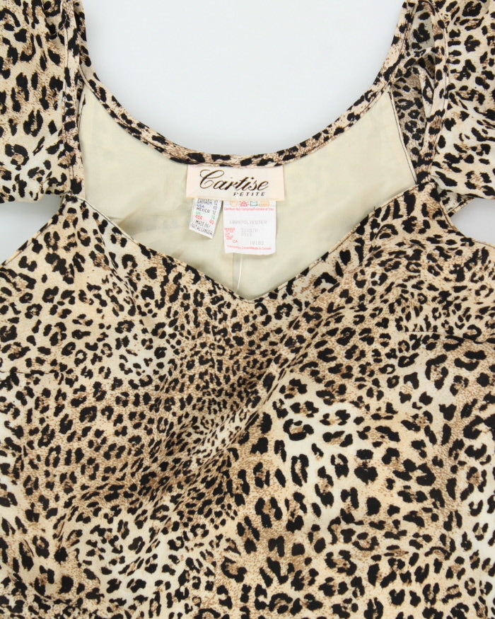 Vintage 1990s Cartise Leopard Print Asymmetric Cut Hem Dress - L