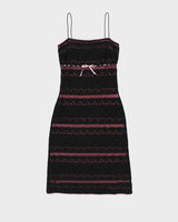 Vintage 1990s Blushing Lace Overlay Ribbon Detail Dress - S
