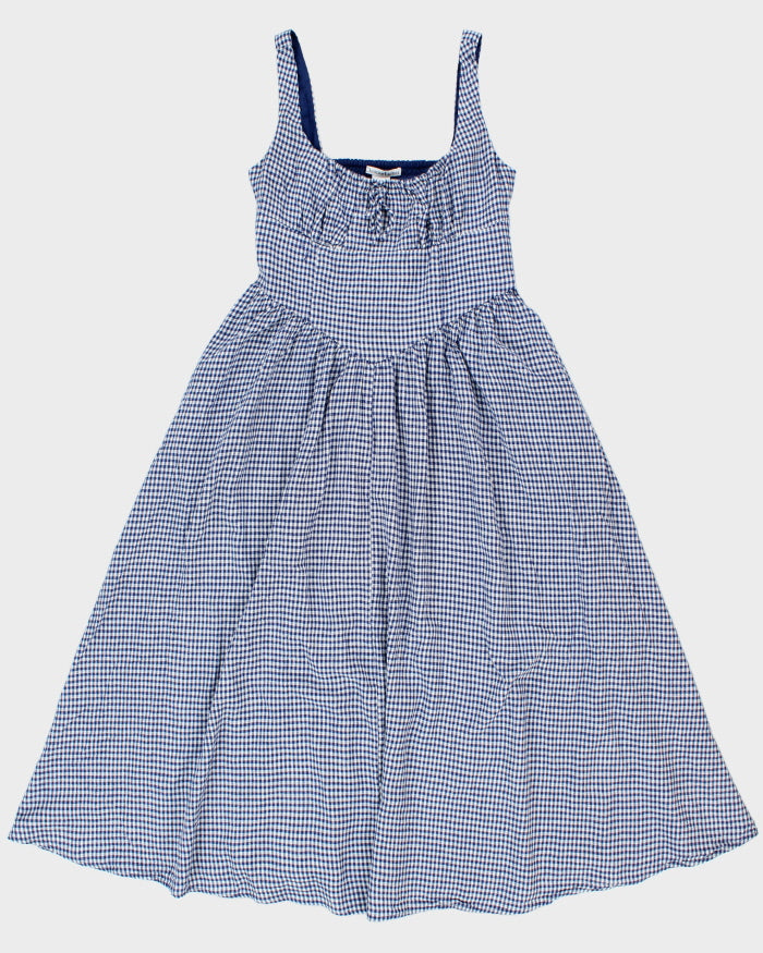 Christian Lacroix Gingham Drop Waist Linen Blend Dress - S