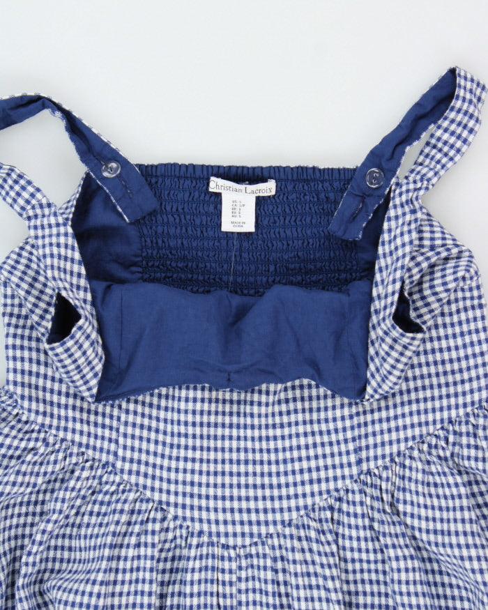 Christian Lacroix Gingham Drop Waist Linen Blend Dress - S