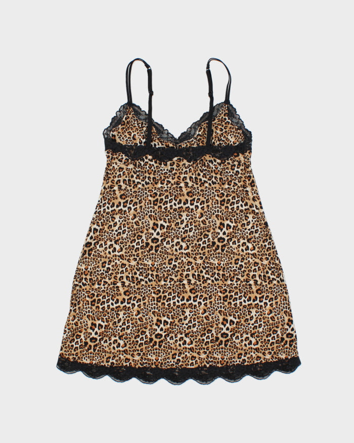 Vintage Y2k 2000s La Senza Leopard Print Slinky Slip Dress - S