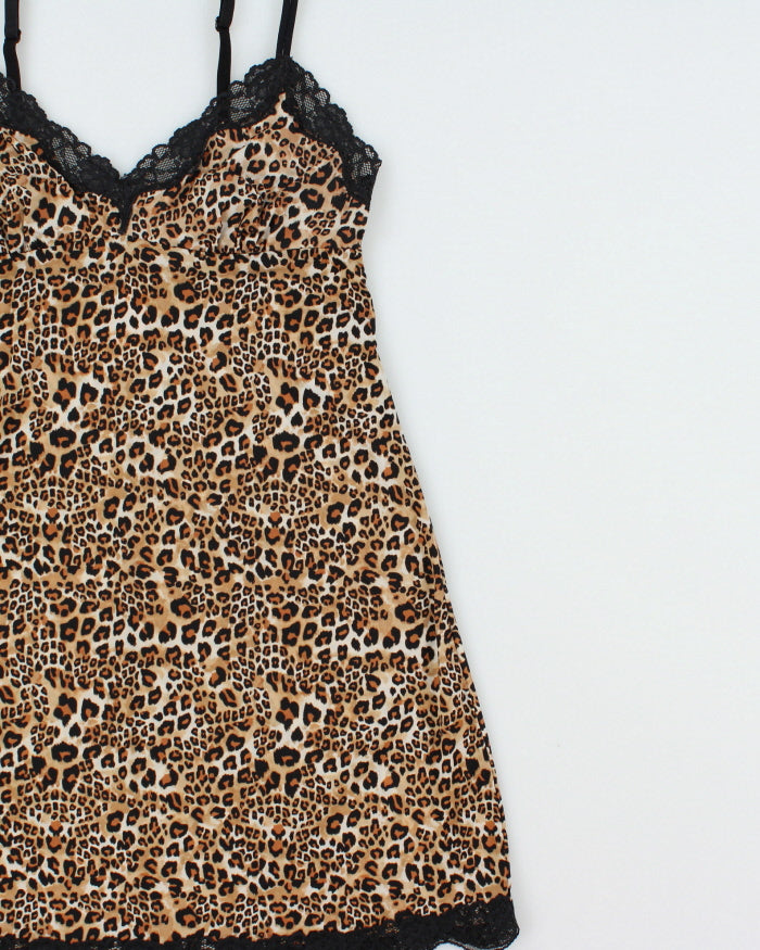 Vintage Y2k 2000s La Senza Leopard Print Slinky Slip Dress - S