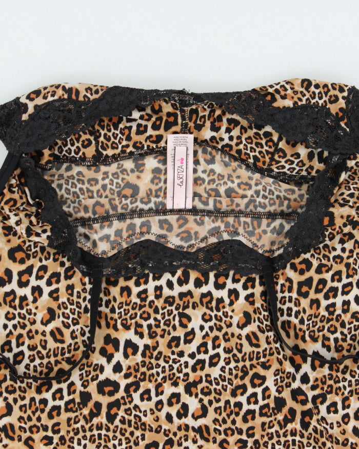 Vintage Y2k 2000s La Senza Leopard Print Slinky Slip Dress - S