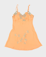 Vintage 2000s La Vie En Rose Mesh Embroidered Slip Dress - M
