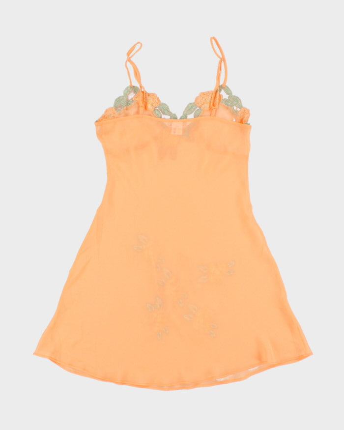Vintage 2000s La Vie En Rose Mesh Embroidered Slip Dress - M