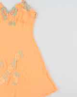 Vintage 2000s La Vie En Rose Mesh Embroidered Slip Dress - M