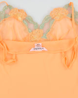 Vintage 2000s La Vie En Rose Mesh Embroidered Slip Dress - M