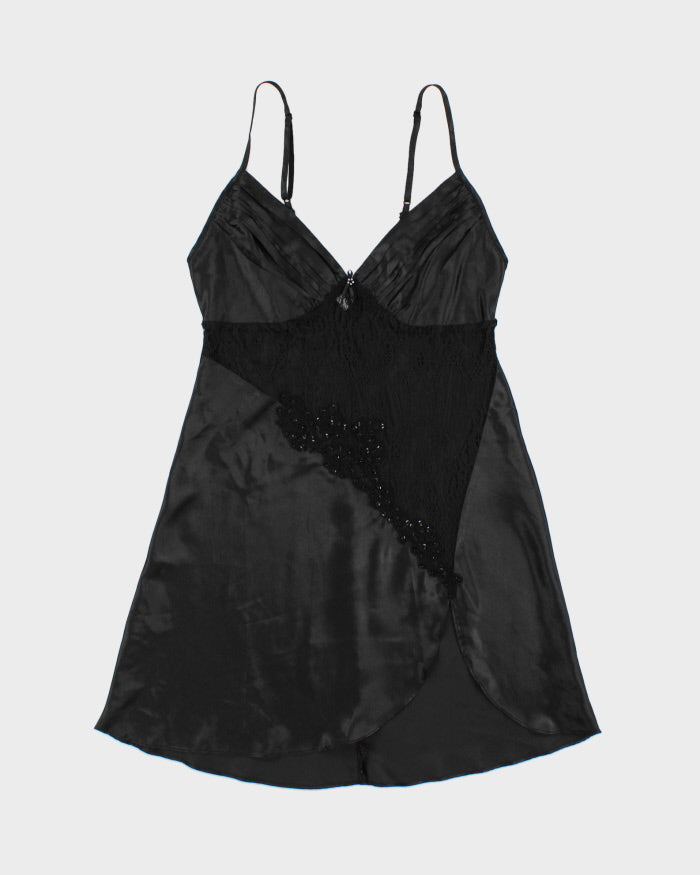 Vintage 2000s La Vie En Rose Lace Panel Beaded Slip Dress - M