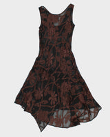 Vintage 1990s Connected Apparel Mesh Cowl Neck Velvet Detail Dress - S