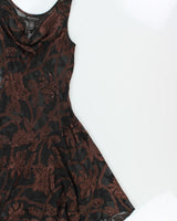 Vintage 1990s Connected Apparel Mesh Cowl Neck Velvet Detail Dress - S