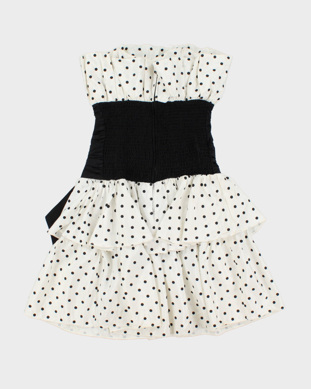Vintage 1980s Positively Ellyn Union Made In USA Polka Dot Tired Ruched Waist Dress - S