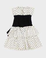 Vintage 1980s Positively Ellyn Union Made In USA Polka Dot Tired Ruched Waist Dress - S